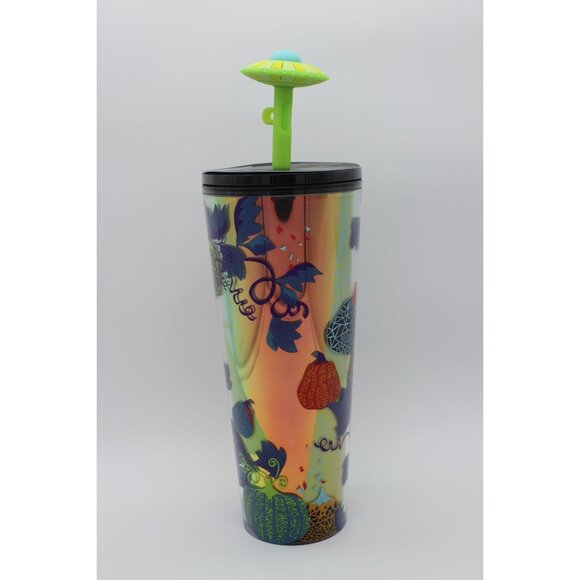 Starbucks 2024 Fall Halloween pumpkins UFO topper glow in the dark venti tumbler - Picture 4 of 11